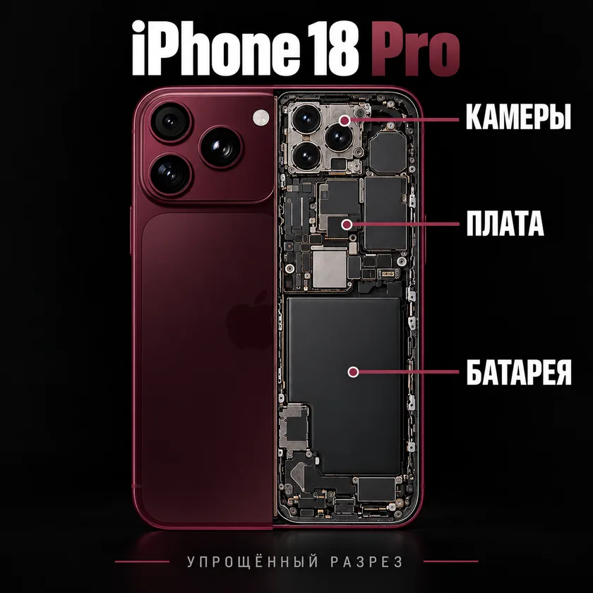 Смартфон по приёму /crosssection: товар в разрезе, видно что внутри