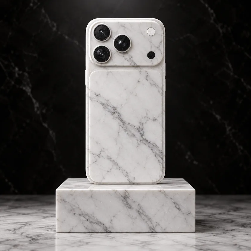 Смартфон по приёму /marble: товар из мрамора на постаменте