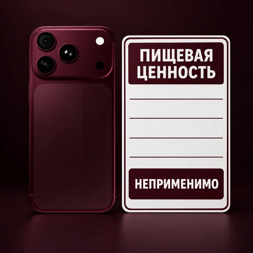 Смартфон по приёму /nutrition: товар с этикеткой пищевой ценности рядом