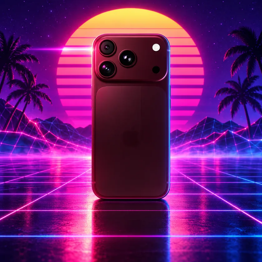 Смартфон по приёму /retro80s: товар в эстетике 80-х с градиентами и засветкой